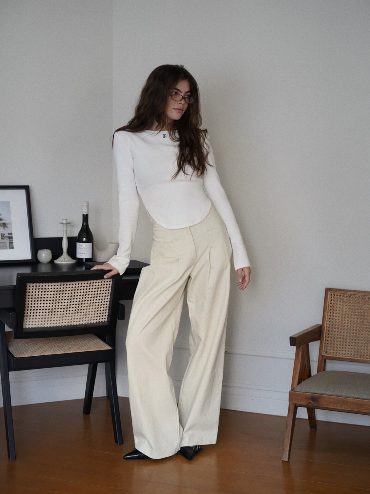 008 Otter Creamy Wide Trousers