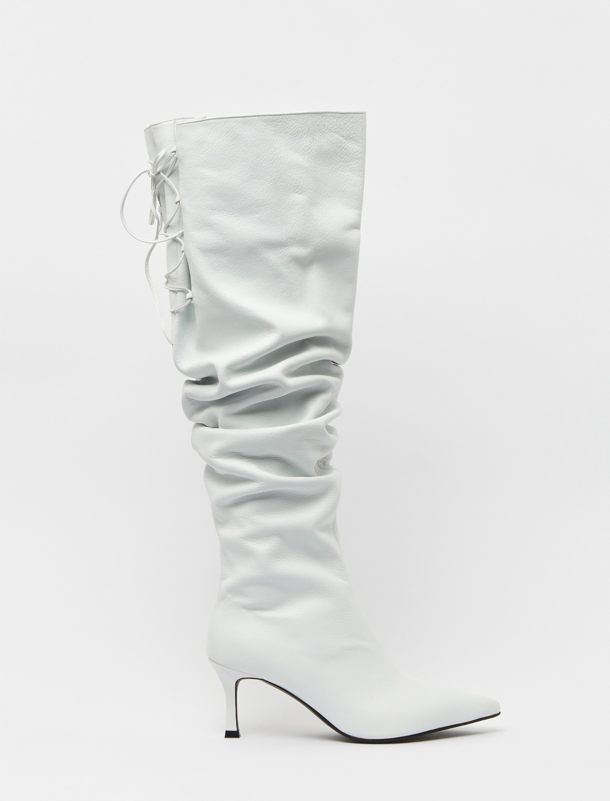 012 Valley Lace Up Thigh High Boots (White)