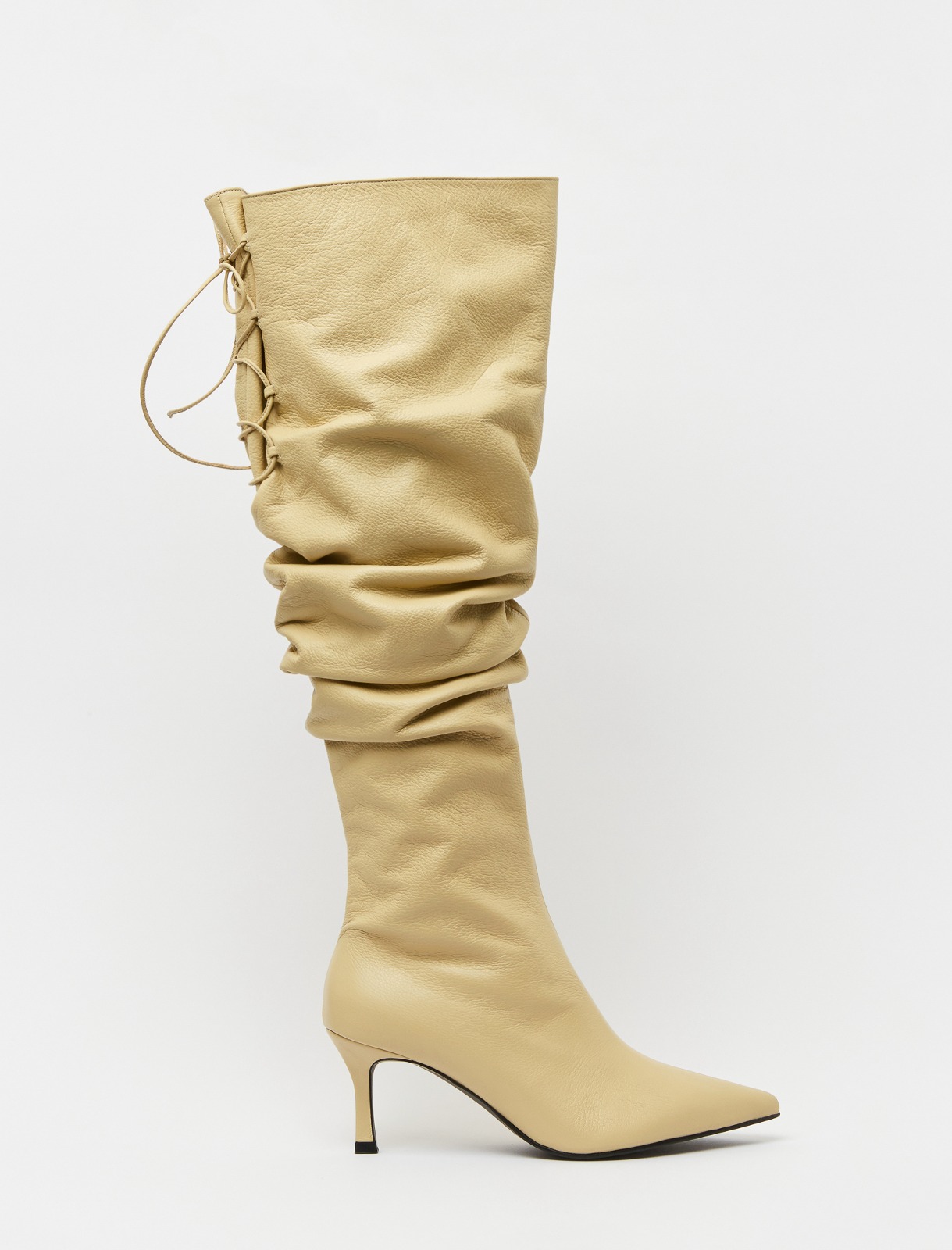 012 Valley Lace Up Thigh High Boots (Mustard)