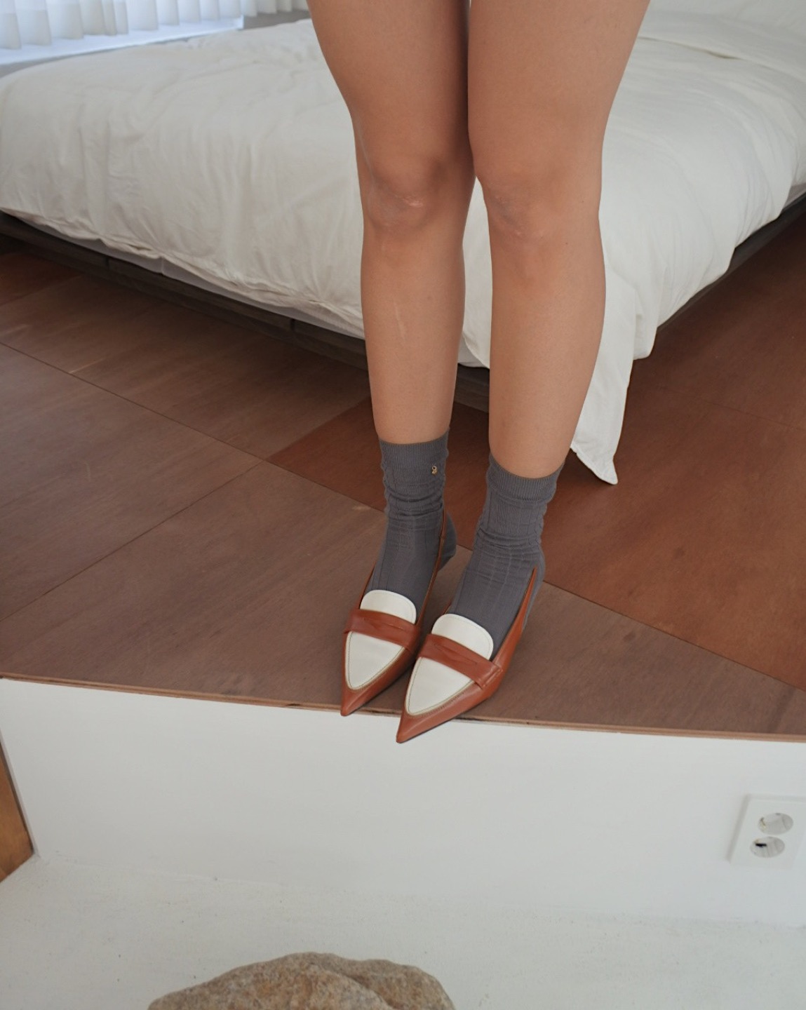 Shalf Heels In Brown And White
