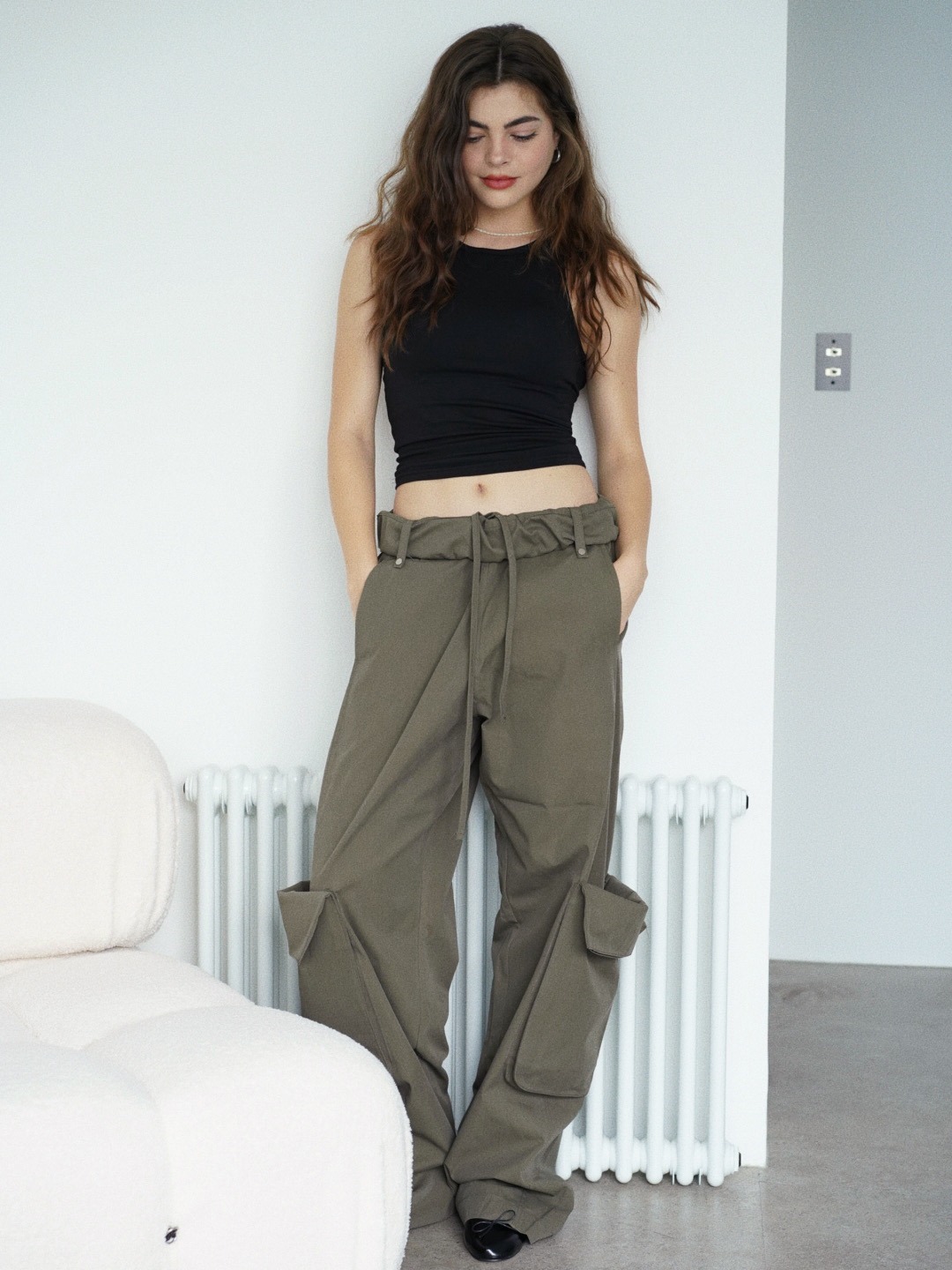 Big Pocket Roll-Up Trousers In Khaki